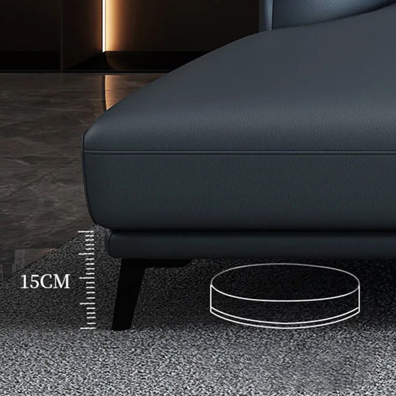 34.64 " H Blue Faux Leather Square Arm Sofa & Chaise for Living Room