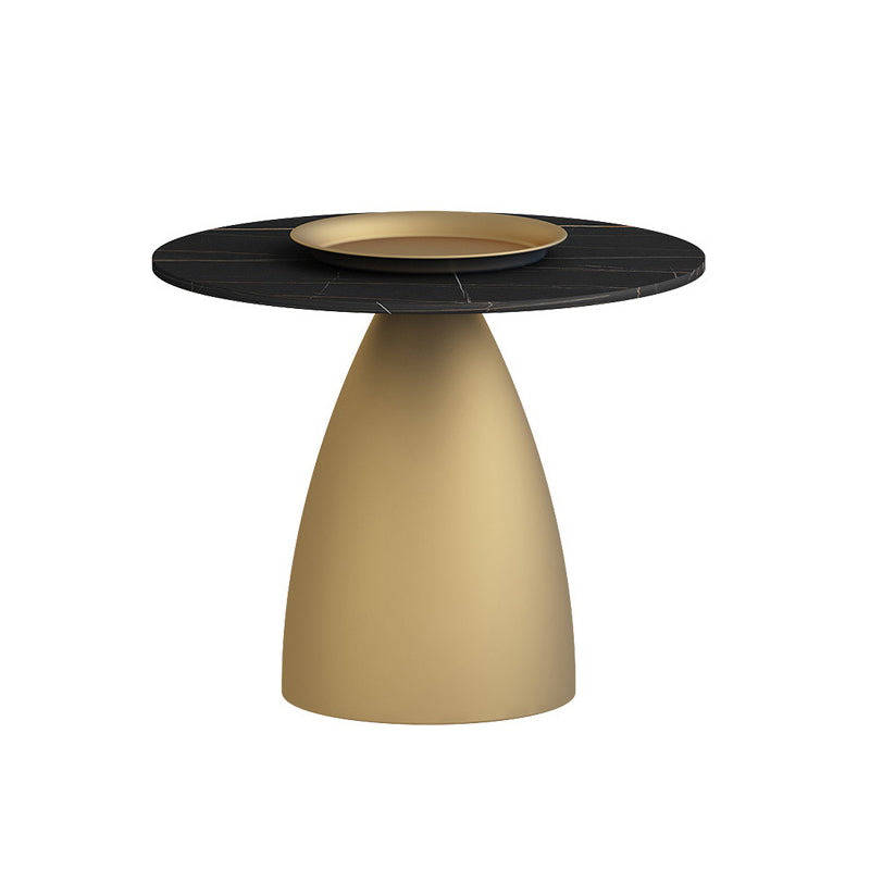 Mid-Century Modern Pedestal Metal Tray Top Round Single Coffee Table