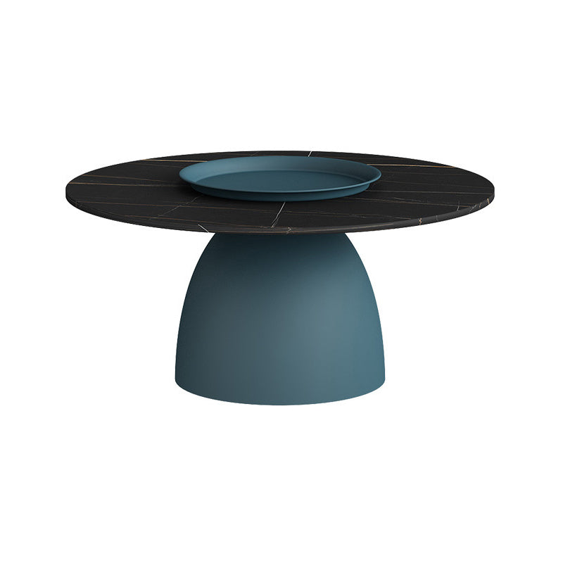 Mid-Century Modern Pedestal Metal Tray Top Round Single Coffee Table
