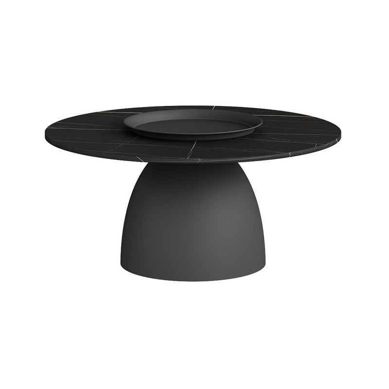 Mid-Century Modern Pedestal Metal Tray Top Round Single Coffee Table