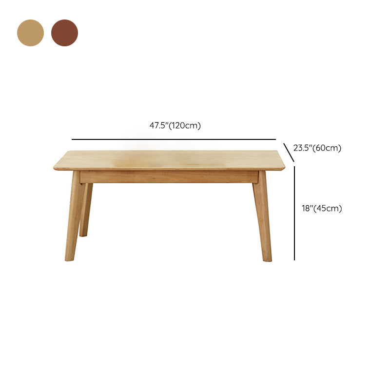 Rubberwood Single Coffee Table with Rectangular Top and 4 Legs Cocktail Table