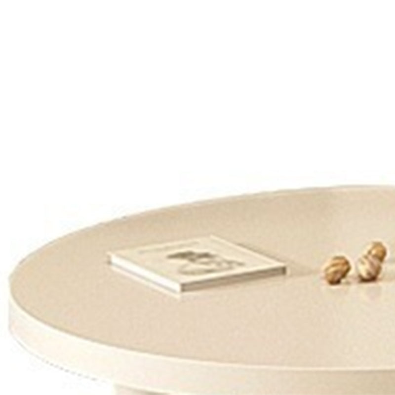 Solid Wood Coffee Table  Minimalist Coffee Table with Round Top for Living Room