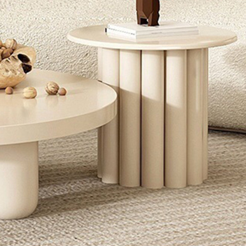 Solid Wood Coffee Table  Minimalist Coffee Table with Round Top for Living Room