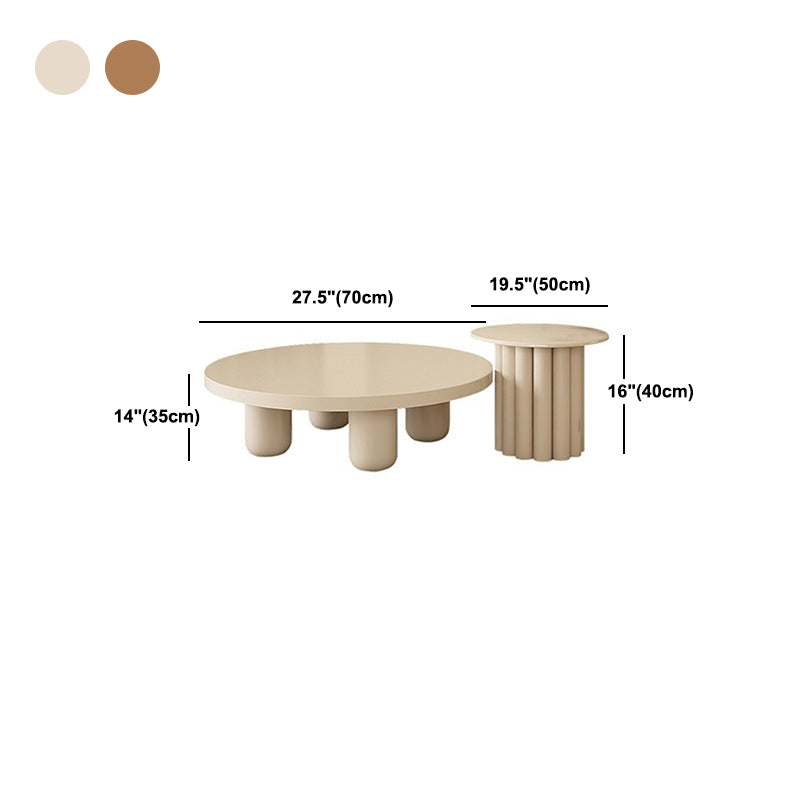 Solid Wood Coffee Table  Minimalist Coffee Table with Round Top for Living Room