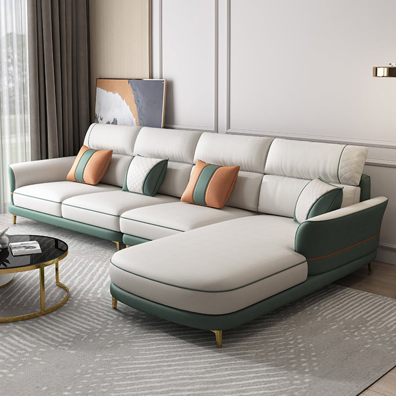 Glam 38.18 " H Faux Leather Flared Arm Sofa & Chaise for Living Room