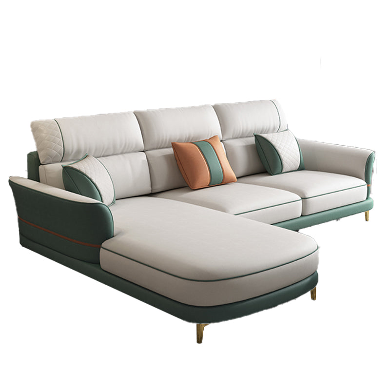 Glam 38.18 " H Faux Leather Flared Arm Sofa & Chaise for Living Room