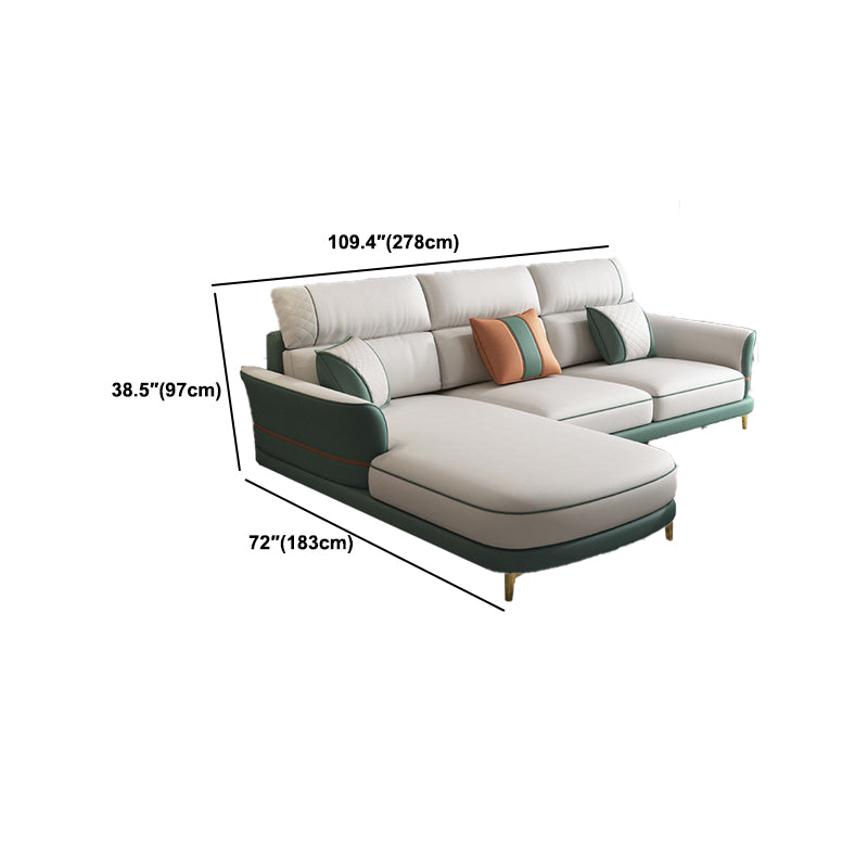 Glam 38.18 " H Faux Leather Flared Arm Sofa & Chaise for Living Room