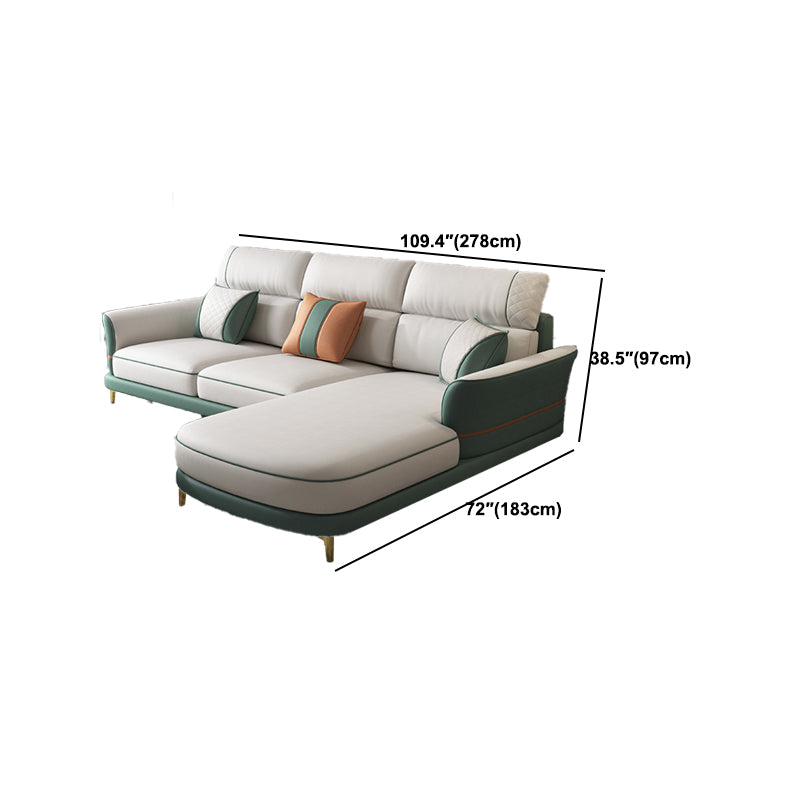 Glam 38.18 " H Faux Leather Flared Arm Sofa & Chaise for Living Room