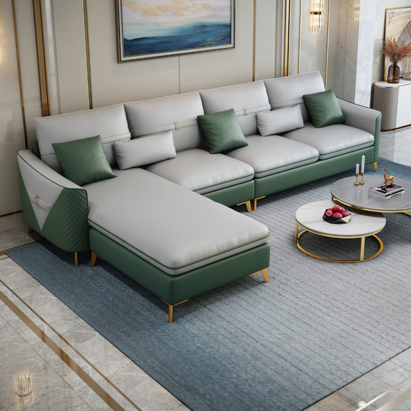 34.64 " H Faux Leather Flared Arm Sofa & Chaise for Living Room