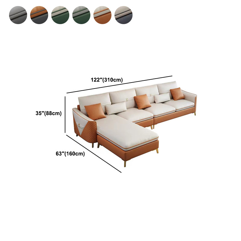 34.64 " H Faux Leather Flared Arm Sofa & Chaise for Living Room