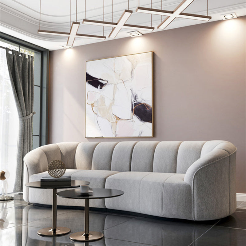 29.52" High Tuxedo Arm Sofa Gray Modern 3/4-seater Fabric Sofa