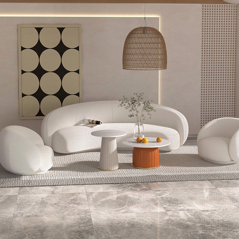 Contemporary Sloped Arm Curved Sofa Tight Back Seating for Living Room