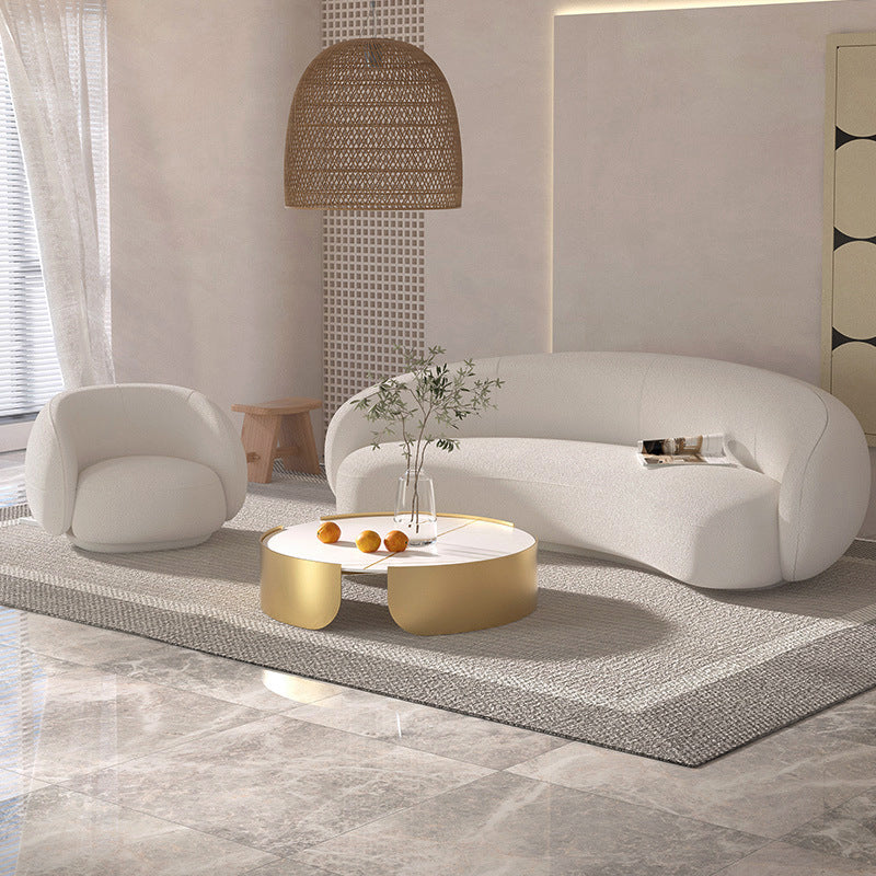 Contemporary Sloped Arm Curved Sofa Tight Back Seating for Living Room