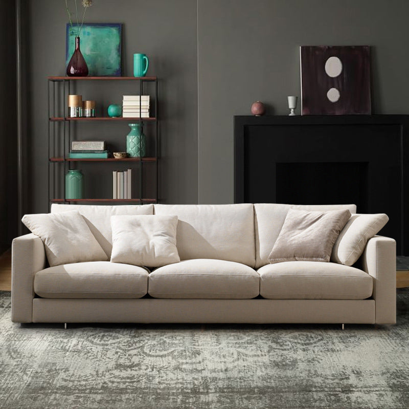 Contemporary Cushions Standard Sofa Fabric Tuxedo Arm Sofa with Pillows