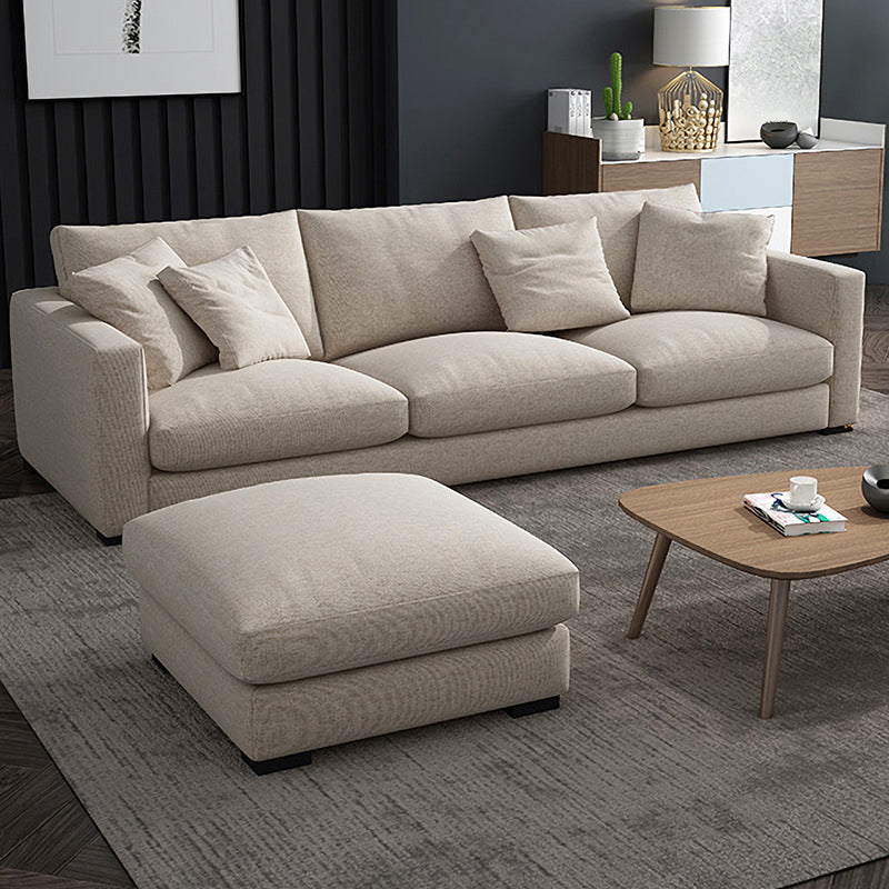 Contemporary Cushions Standard Sofa Fabric Tuxedo Arm Sofa with Pillows