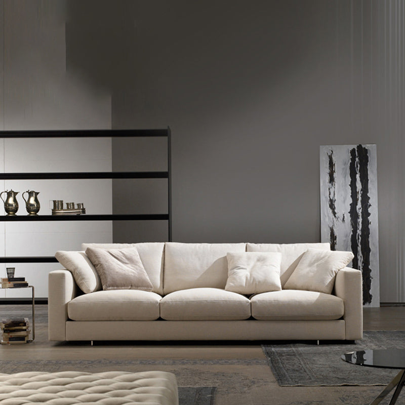 Contemporary Cushions Standard Sofa Fabric Tuxedo Arm Sofa with Pillows