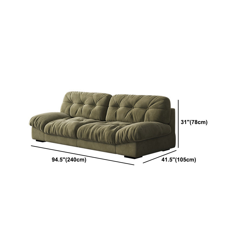 3/4-seater Modernism Suede Sofa 30.7" High Armless Sofa in Green