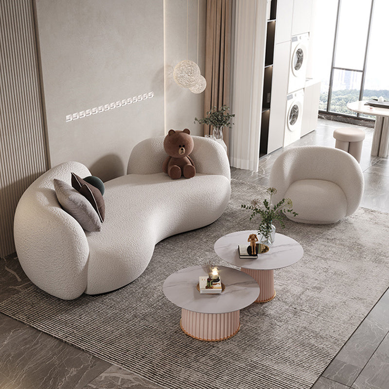 Contemporary Tight Back Sofa Tuxedo Arm Curved Sofa for Living Room