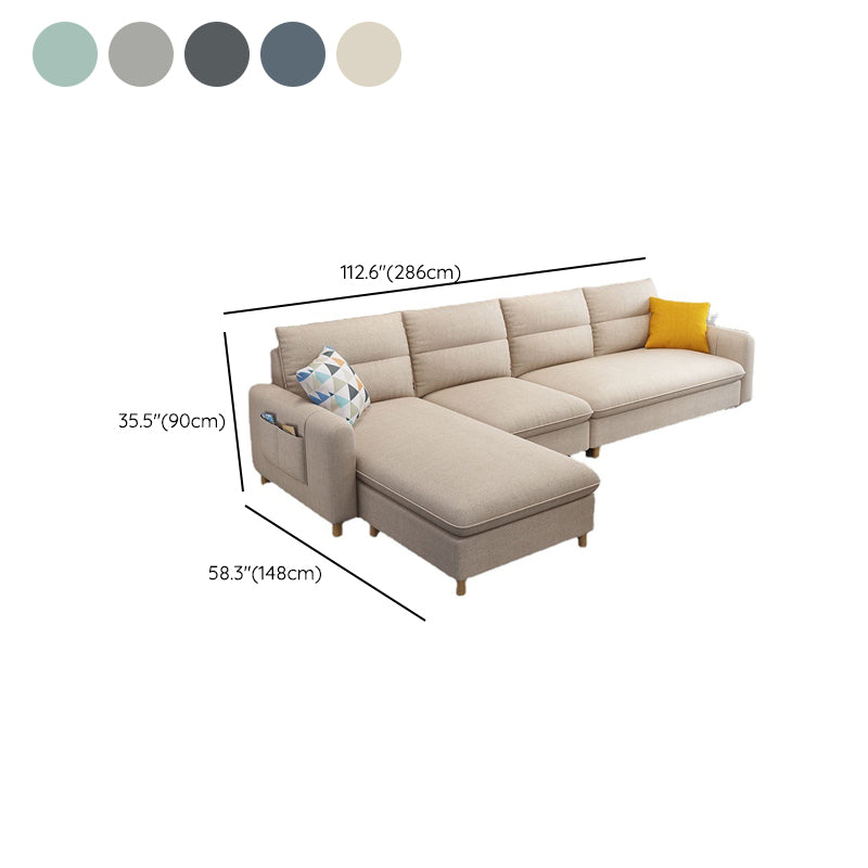 Modern 35.43 " H Square Arm Sofa & Chaise with Storage for Living Room