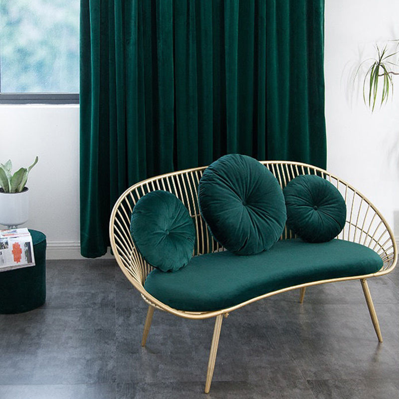 Modern Sloped Arm Sofa in Gold Metal Frame Sofa with 3 Pillows