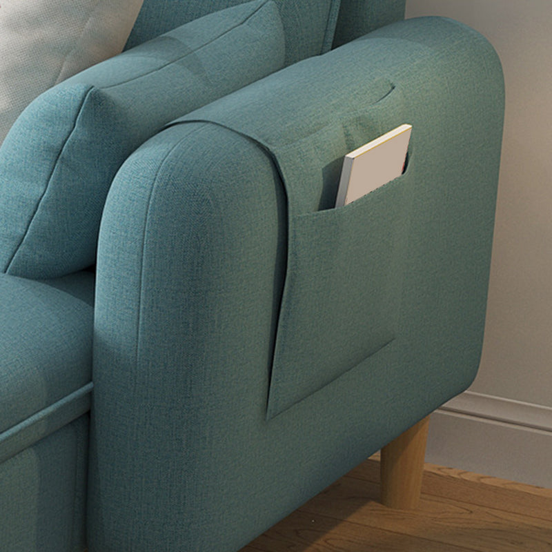 Scandinavian 30.7 " H Linen Square Arm Sofa & Chaise for Apartment