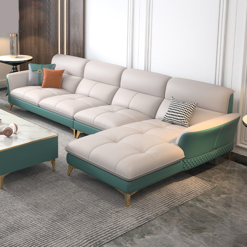 34.64 " H Genuine Leather Flared Arm Sofa & Chaise for Living Room