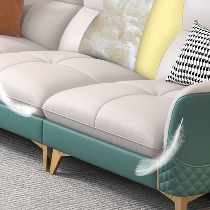 34.64 " H Genuine Leather Flared Arm Sofa & Chaise for Living Room