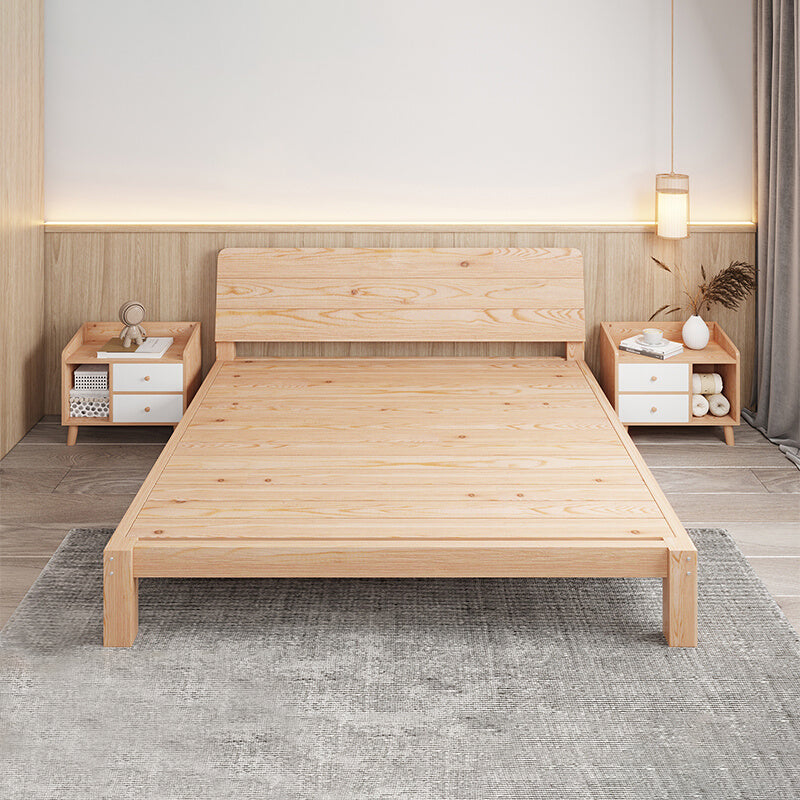 Scandinavian Rectangular Bed Headboard Wood Bed with Custom Legs