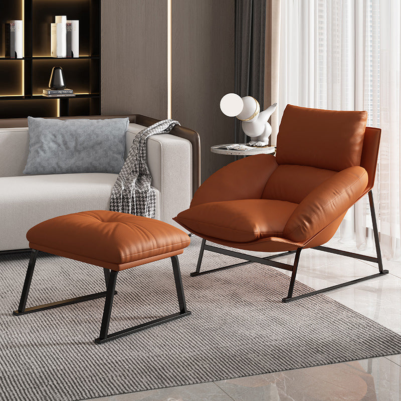 Genuine Leather Accent Chair Arms Included Accent Room Chair with Ottoman, 39.37" Wide