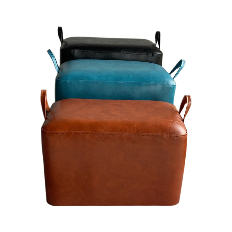 Modern PU Leather Poof Plain Rectangle Water Resistant Ottoman Chair