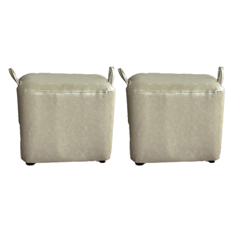 Modern PU Leather Poof Plain Rectangle Water Resistant Ottoman Chair