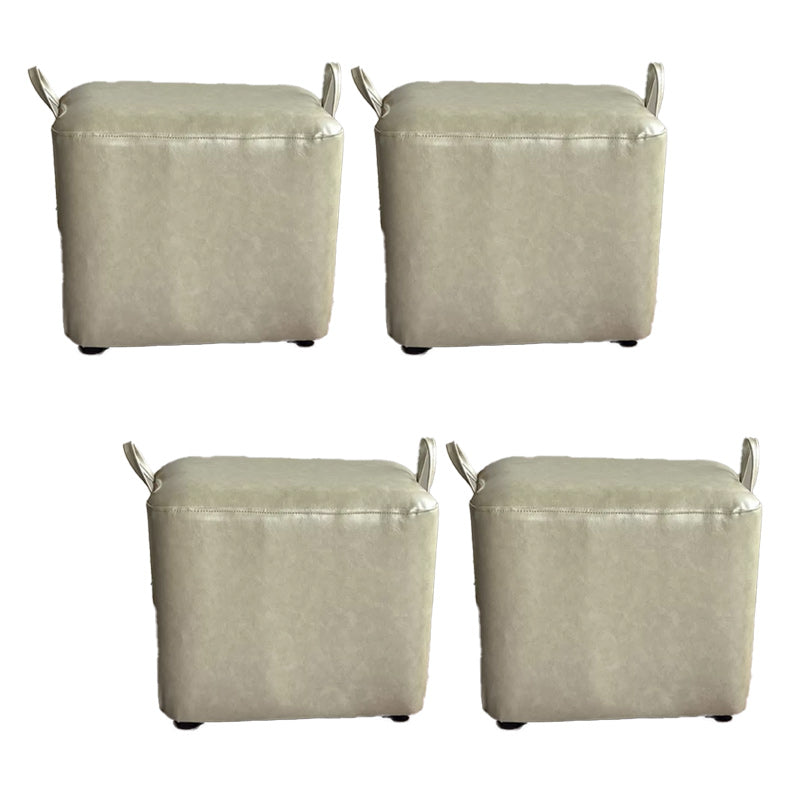 Modern PU Leather Poof Plain Rectangle Water Resistant Ottoman Chair