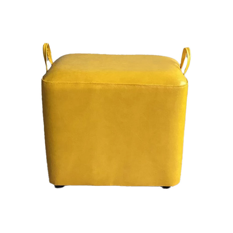 Modern PU Leather Poof Plain Rectangle Water Resistant Ottoman Chair