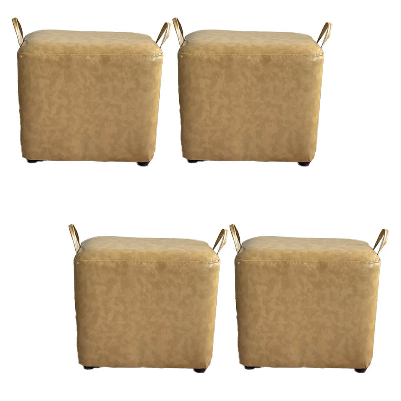 Modern PU Leather Poof Plain Rectangle Water Resistant Ottoman Chair
