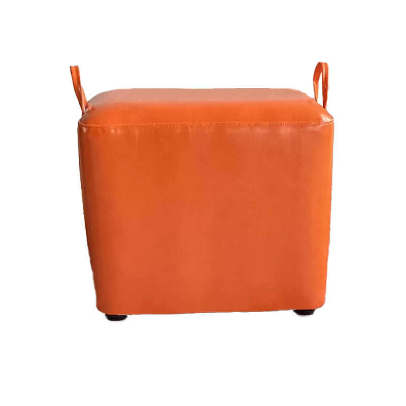 Modern PU Leather Poof Plain Rectangle Water Resistant Ottoman Chair