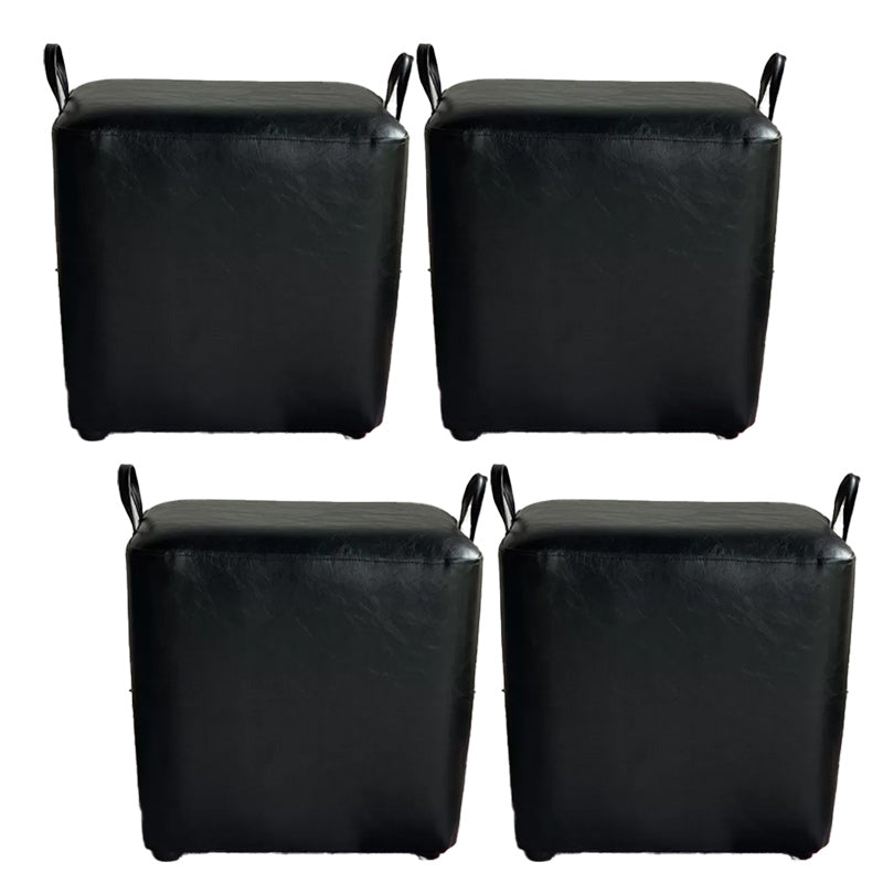 Modern PU Leather Poof Plain Rectangle Water Resistant Ottoman Chair