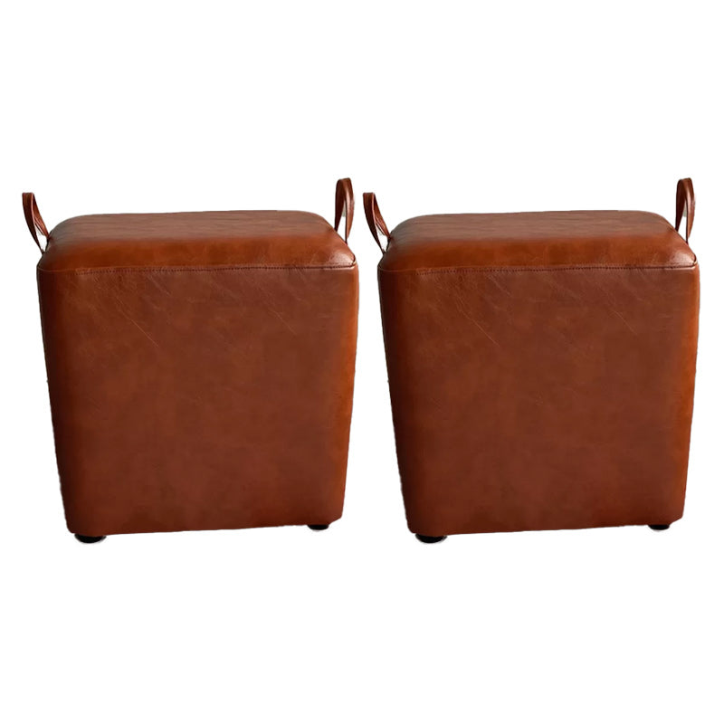 Modern PU Leather Poof Plain Rectangle Water Resistant Ottoman Chair