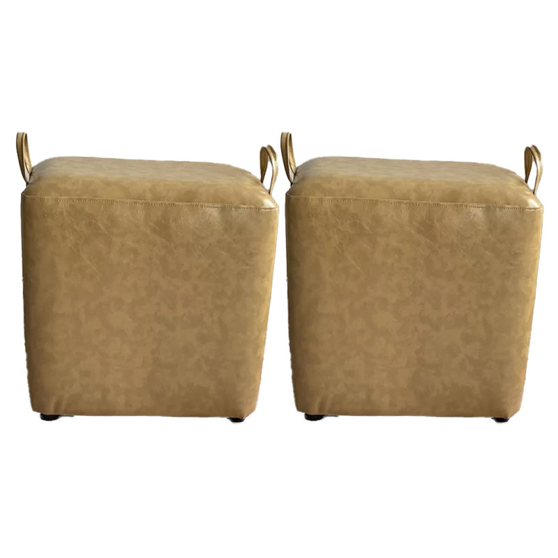 Modern PU Leather Poof Plain Rectangle Water Resistant Ottoman Chair