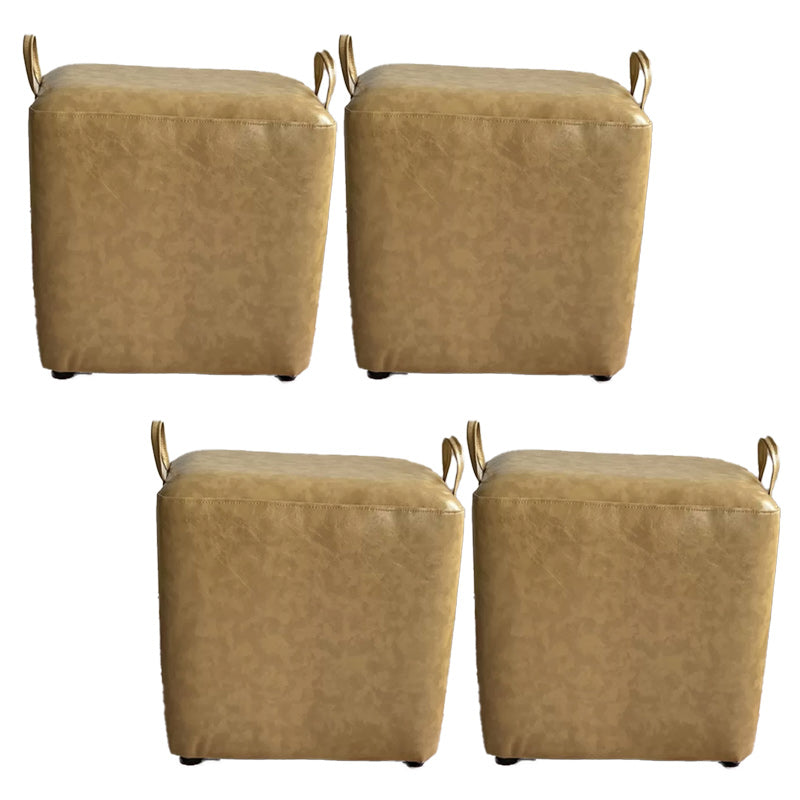 Modern PU Leather Poof Plain Rectangle Water Resistant Ottoman Chair