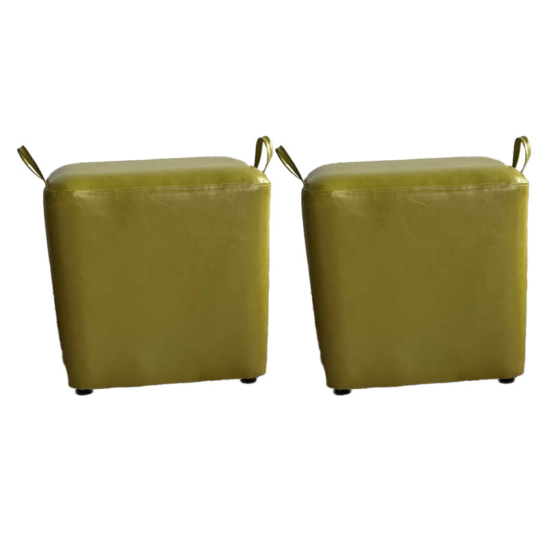 Modern PU Leather Poof Plain Rectangle Water Resistant Ottoman Chair