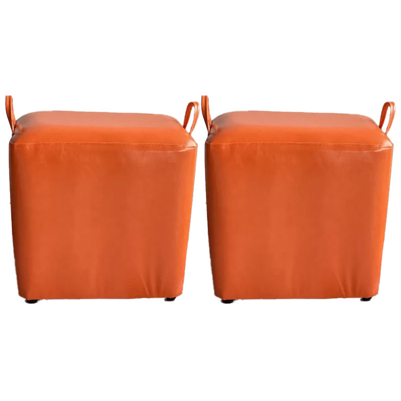 Modern PU Leather Poof Plain Rectangle Water Resistant Ottoman Chair