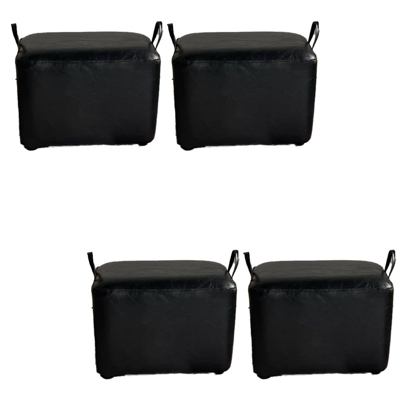 Modern PU Leather Poof Plain Rectangle Water Resistant Ottoman Chair