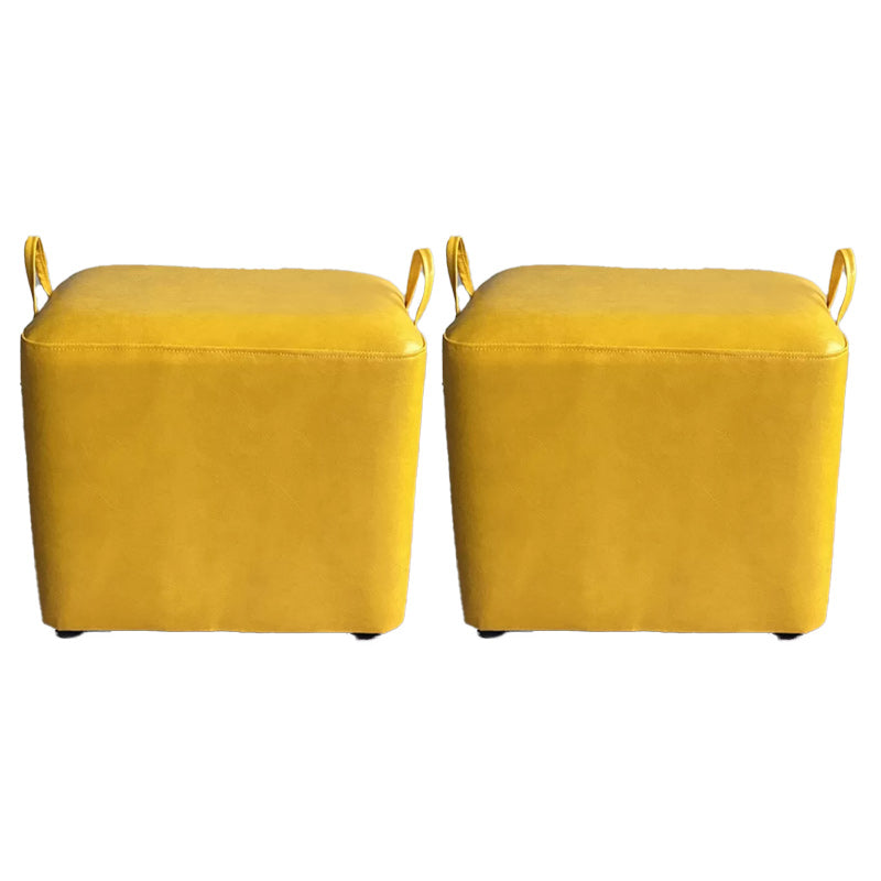 Modern PU Leather Poof Plain Rectangle Water Resistant Ottoman Chair