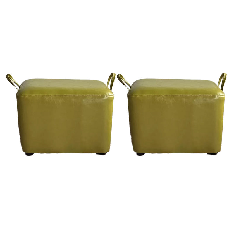 Modern PU Leather Poof Plain Rectangle Water Resistant Ottoman Chair
