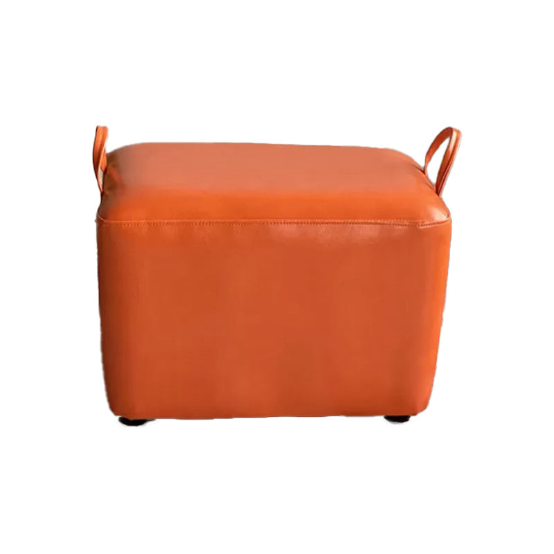 Modern PU Leather Poof Plain Rectangle Water Resistant Ottoman Chair