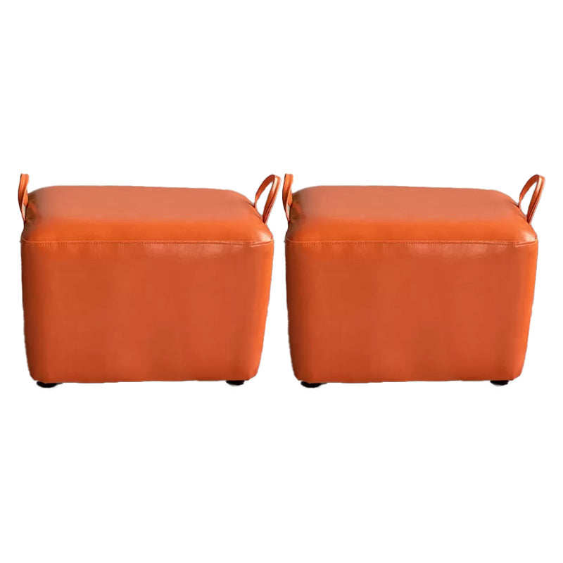 Modern PU Leather Poof Plain Rectangle Water Resistant Ottoman Chair