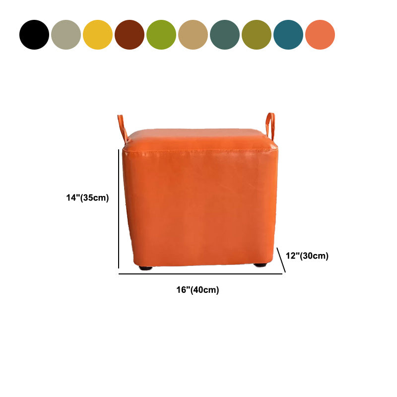 Modern PU Leather Poof Plain Rectangle Water Resistant Ottoman Chair