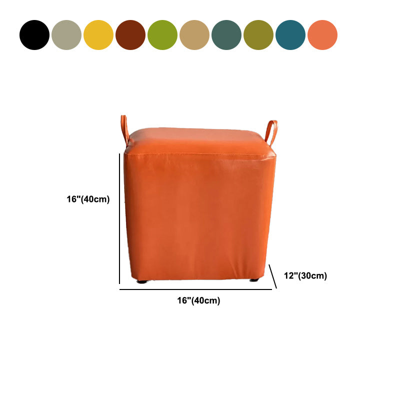 Modern PU Leather Poof Plain Rectangle Water Resistant Ottoman Chair
