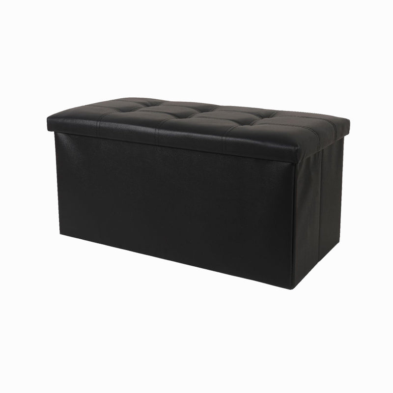Trendy Faux Leather Ottoman Plain Tufted Rectangle Foot Stool Ottoman with Storage