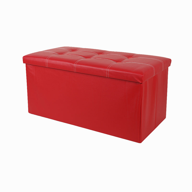 Trendy Faux Leather Ottoman Plain Tufted Rectangle Foot Stool Ottoman with Storage